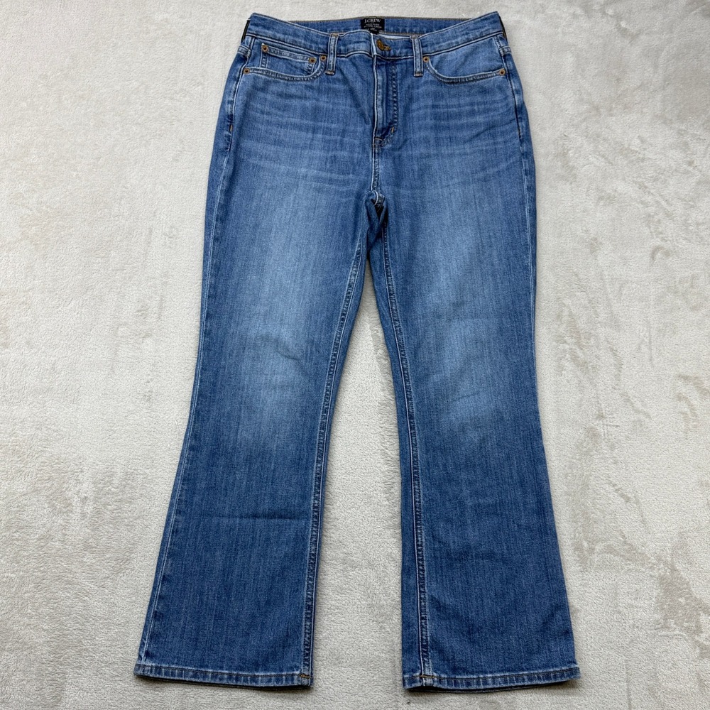 J.Crew Flare Crop Jeans Women's 28 Blue Mid-Rise Medium Wash Whiskered 70s Denim
